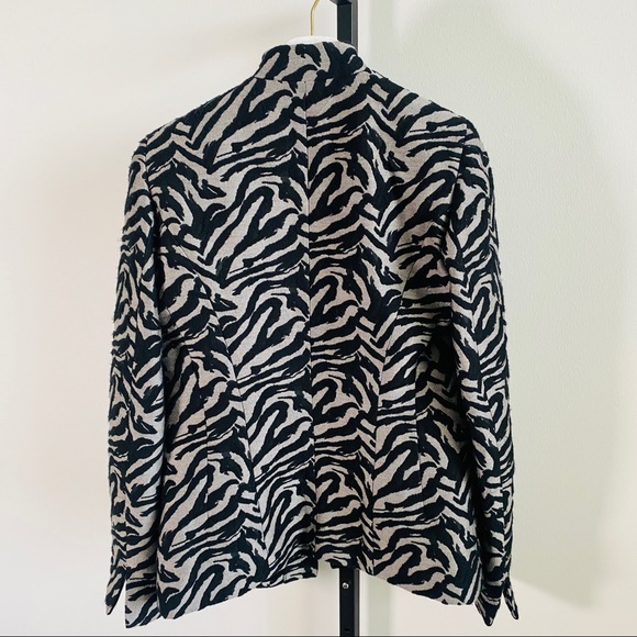 Anne Klein New York Black & Gray Zebra Jacquard Blazer Jacket Size 2 - Picture 4 of 8